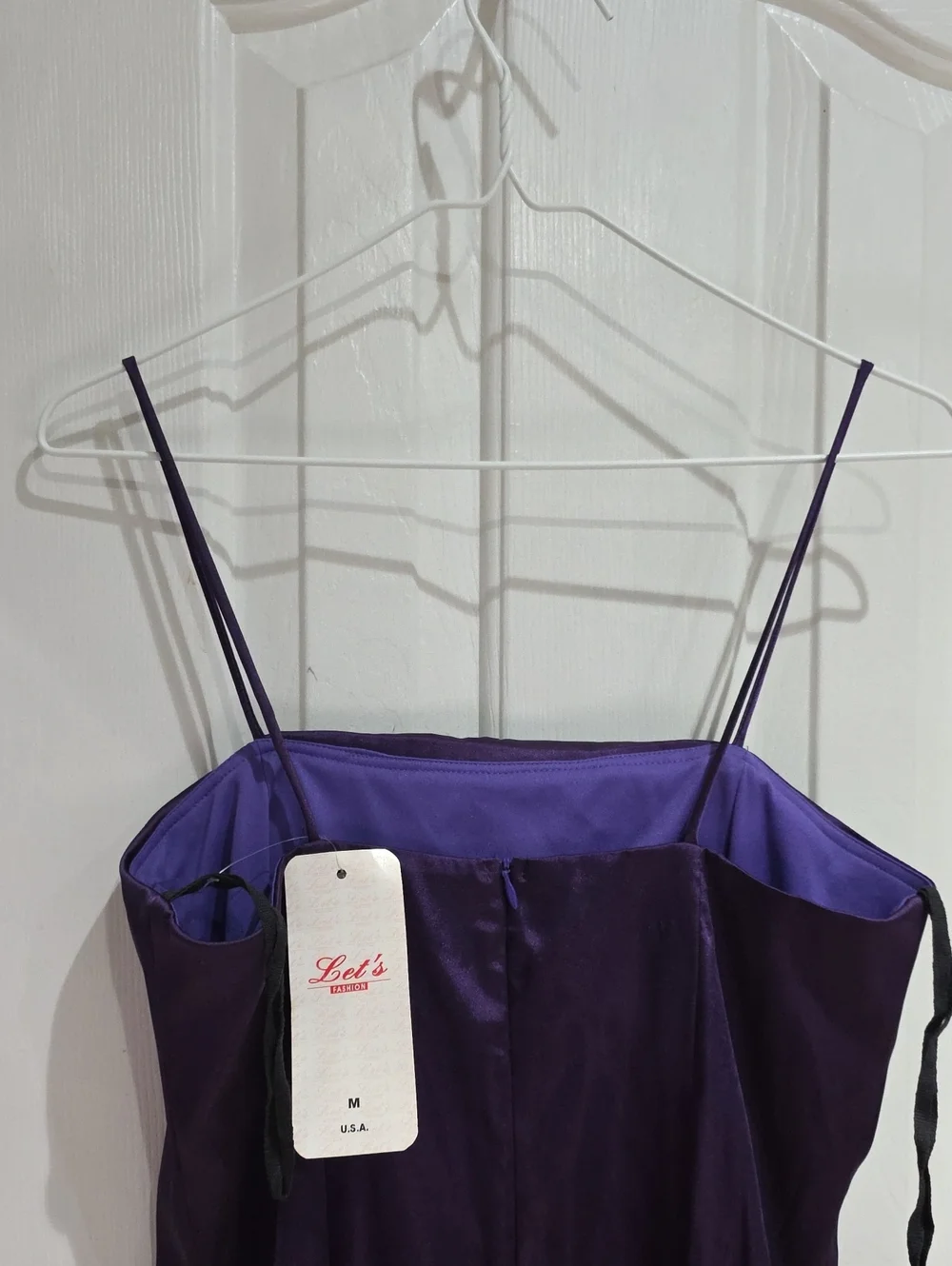 Let’s Satin NWT Purple Slip  Dress Size M Made In USA - Picture 7 of 10